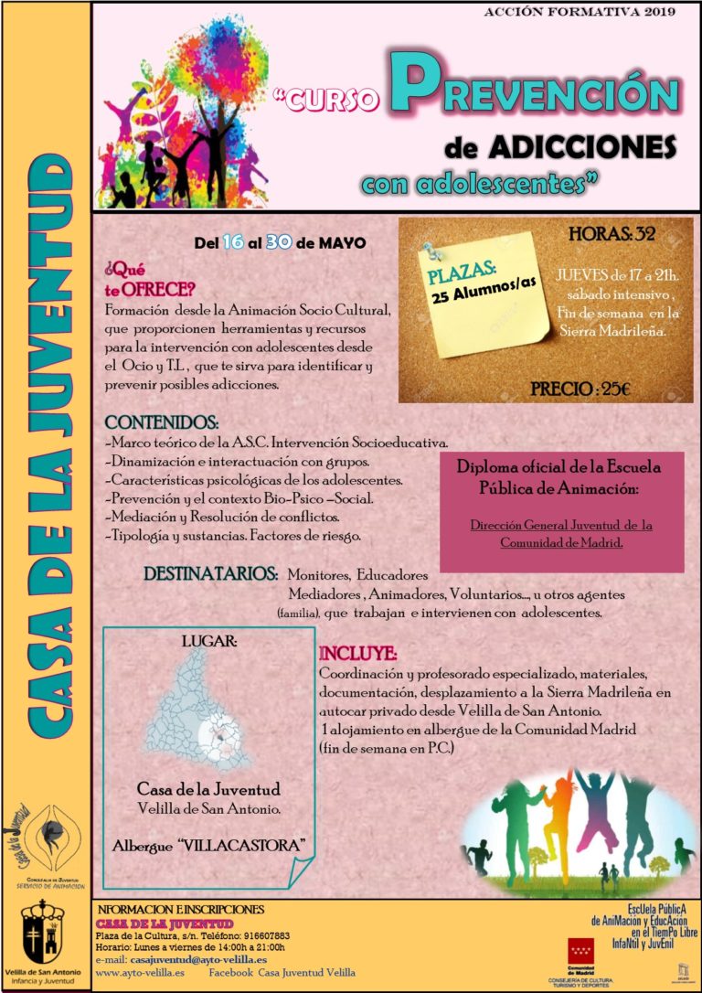 Curso Prevencion Adicciones Cartel Ayuntamiento De Velilla De San Antonio